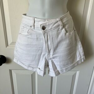 American Eagle Outfitters White Denim Cuffed High-Rise Shorts
